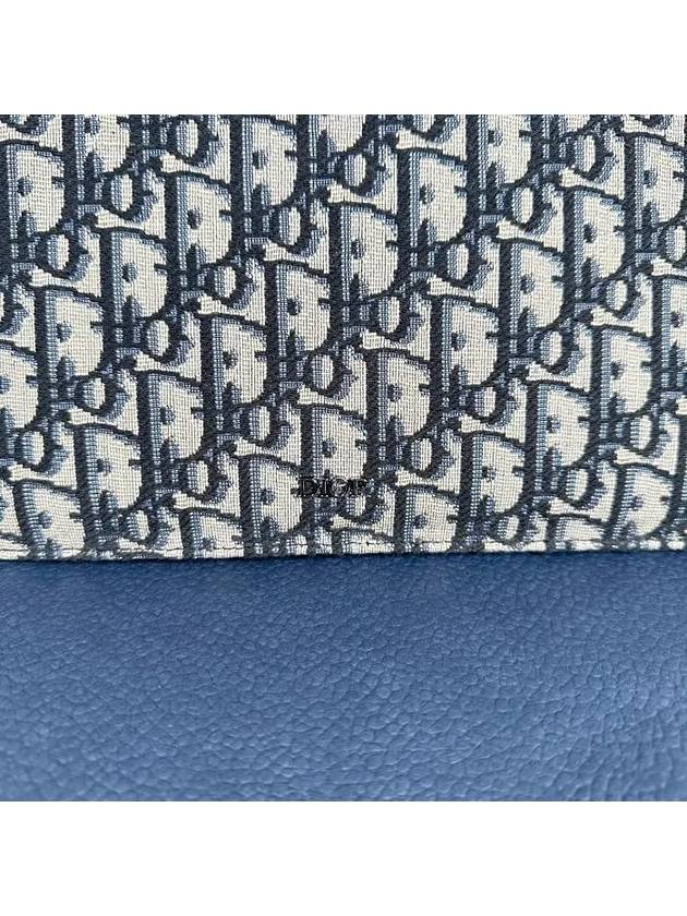 Oblique Jacquard A4 Pouch Clutch Bag Beige Black Dior