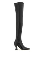 Bottega Veneta Almond Nappa Leather Heel Long Boots Black