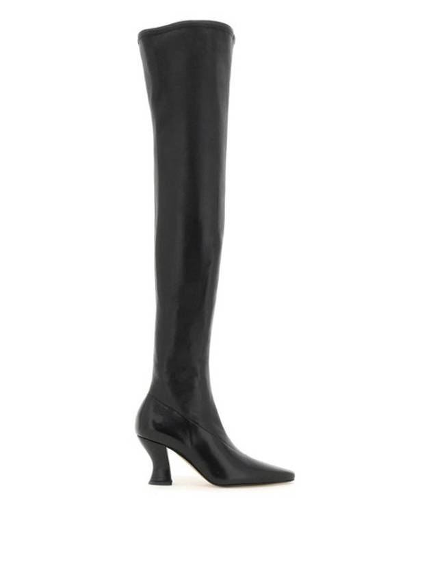 Bottega Veneta Almond Nappa Leather Heel Long Boots Black