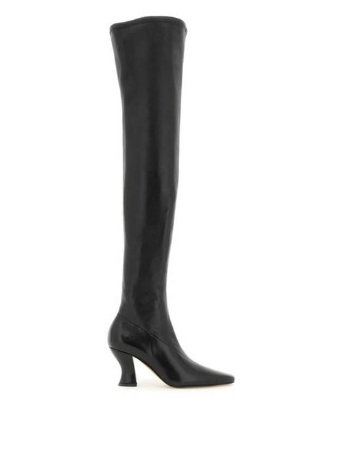 Bottega Veneta Almond Nappa Leather Heel Long Boots Black