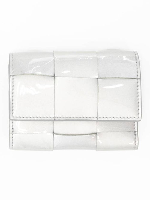Bottega Veneta Intrecciato Half Wallet Silver