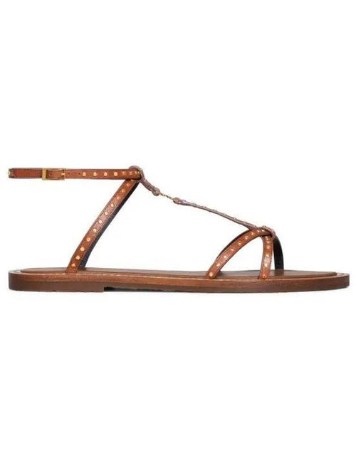 CELINE WoMen's Taillat Studs Vegetal Calfskin Flat Sandals Tan