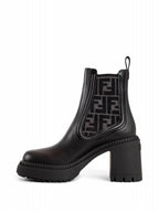 Fendi Domino Biker Middle Boots Black