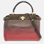 Fendi Ombre Grey/pink Patent Leather And Suede Mini Peekaboo Top Handle Bag
