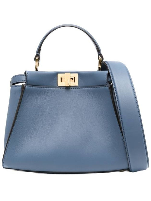 Fendi Peekaboo Small Leather Tote Bag Blue