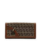 Fendi Zkino Long Wallet 8M0000 Beige Brown Canvas Leather Ladies Fendi