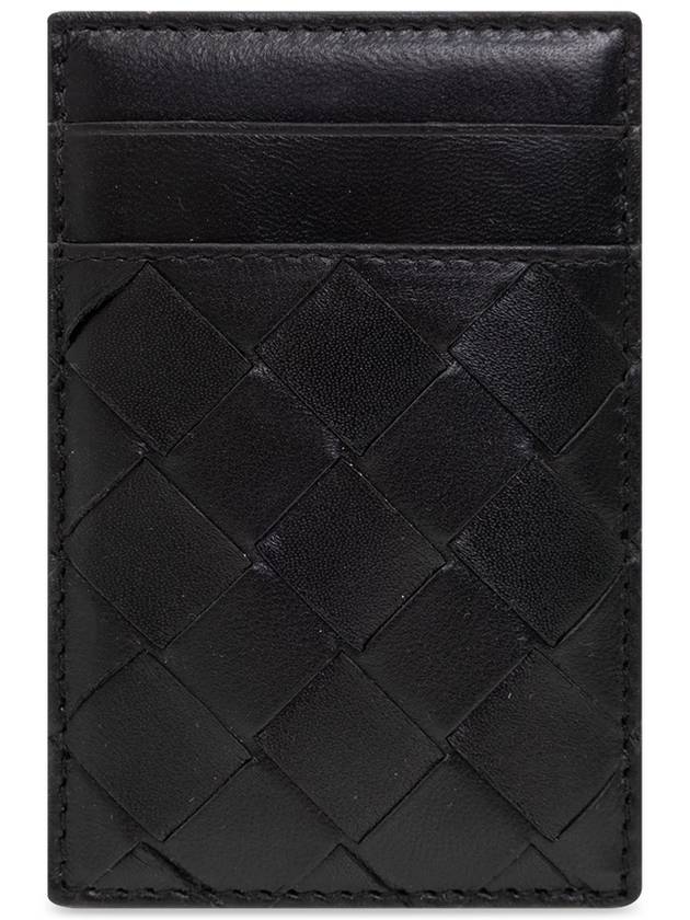 Bottega Veneta Intrecciato Magnet Leather Card Wallet Black