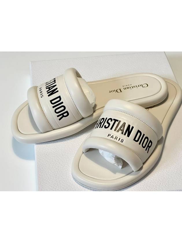 Every-D Embossed Lambskin Slippers White Dior