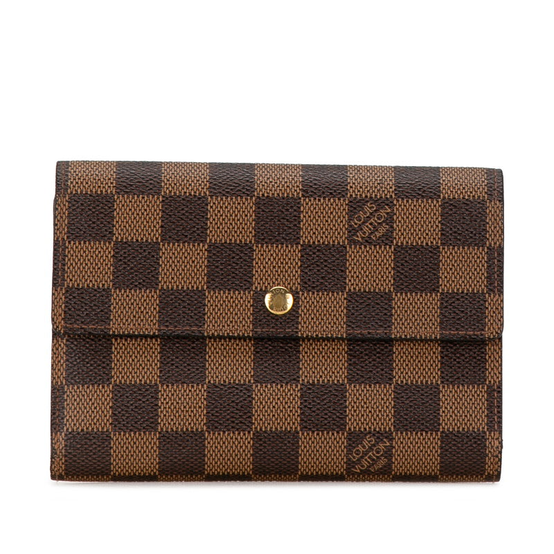 Louis Vuitton Damier Ebene Trifold Wallet N61202 Brown PVC Leather