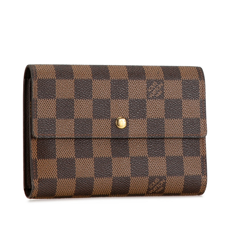 Louis Vuitton Damier Ebene Trifold Wallet N61202 Brown PVC Leather