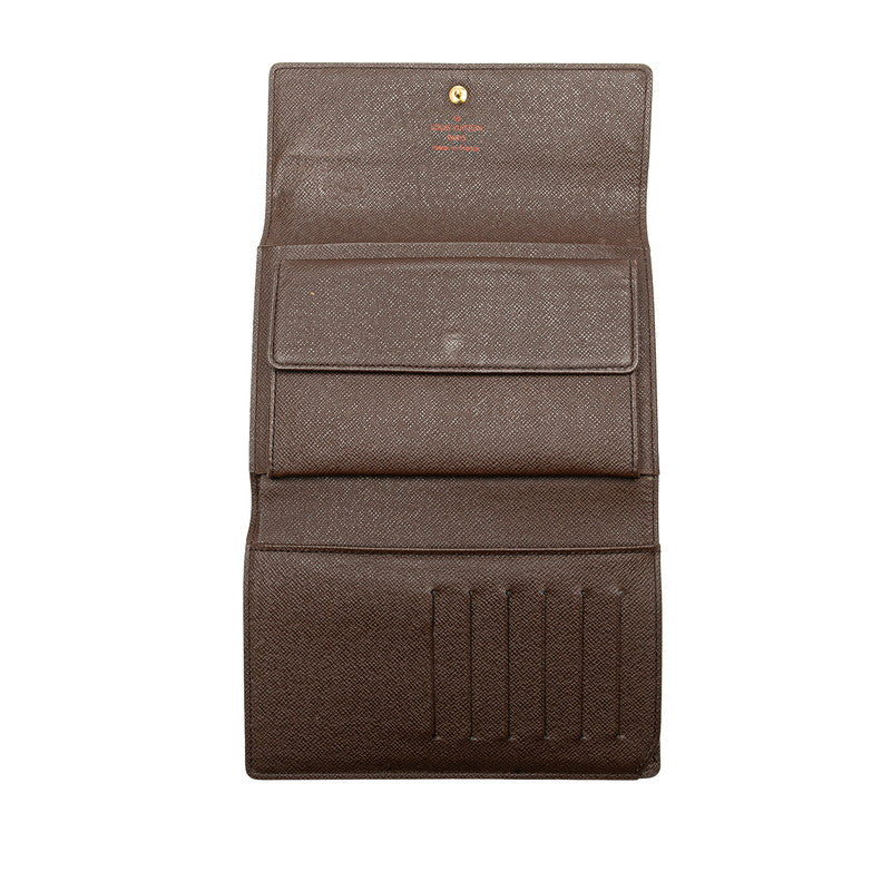 Louis Vuitton Damier Ebene Trifold Wallet N61202 Brown PVC Leather