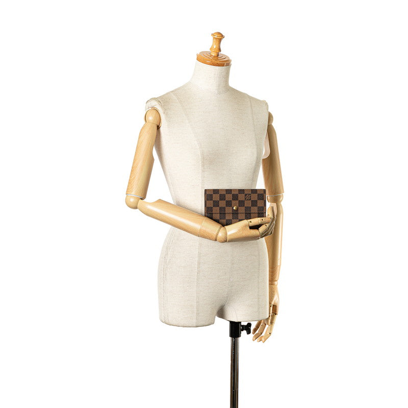 Louis Vuitton Damier Ebene Trifold Wallet N61202 Brown PVC Leather