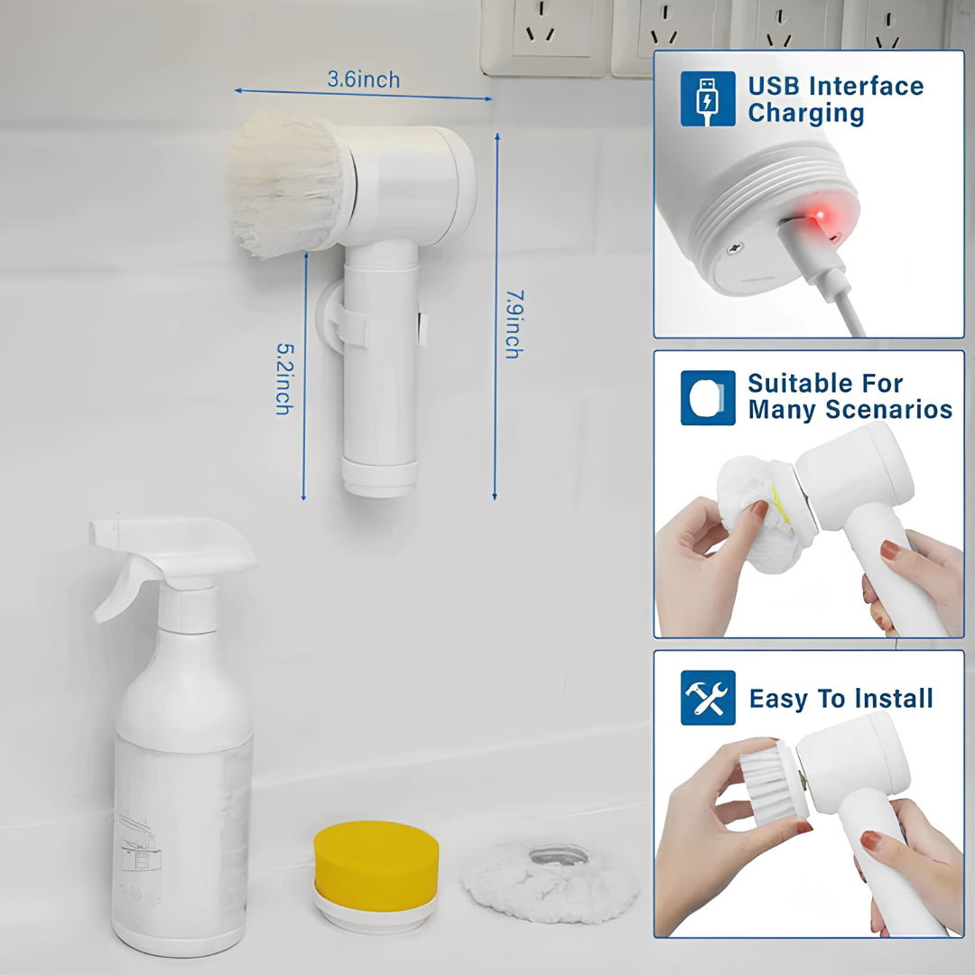 Waterproof 5-in-1 Rechargeable Electric Scrub Gun