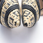 FENDI FF pattern Pumps Raffia Leather Fabric Beige Black Brown