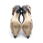 FENDI FF pattern Pumps Raffia Leather Fabric Beige Black Brown