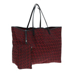 FENDI Zucchino Canvas Tote Bag Red Black Silver90199