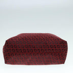 FENDI Zucchino Canvas Tote Bag Red Black Silver90199