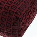 FENDI Zucchino Canvas Tote Bag Red Black Silver90199
