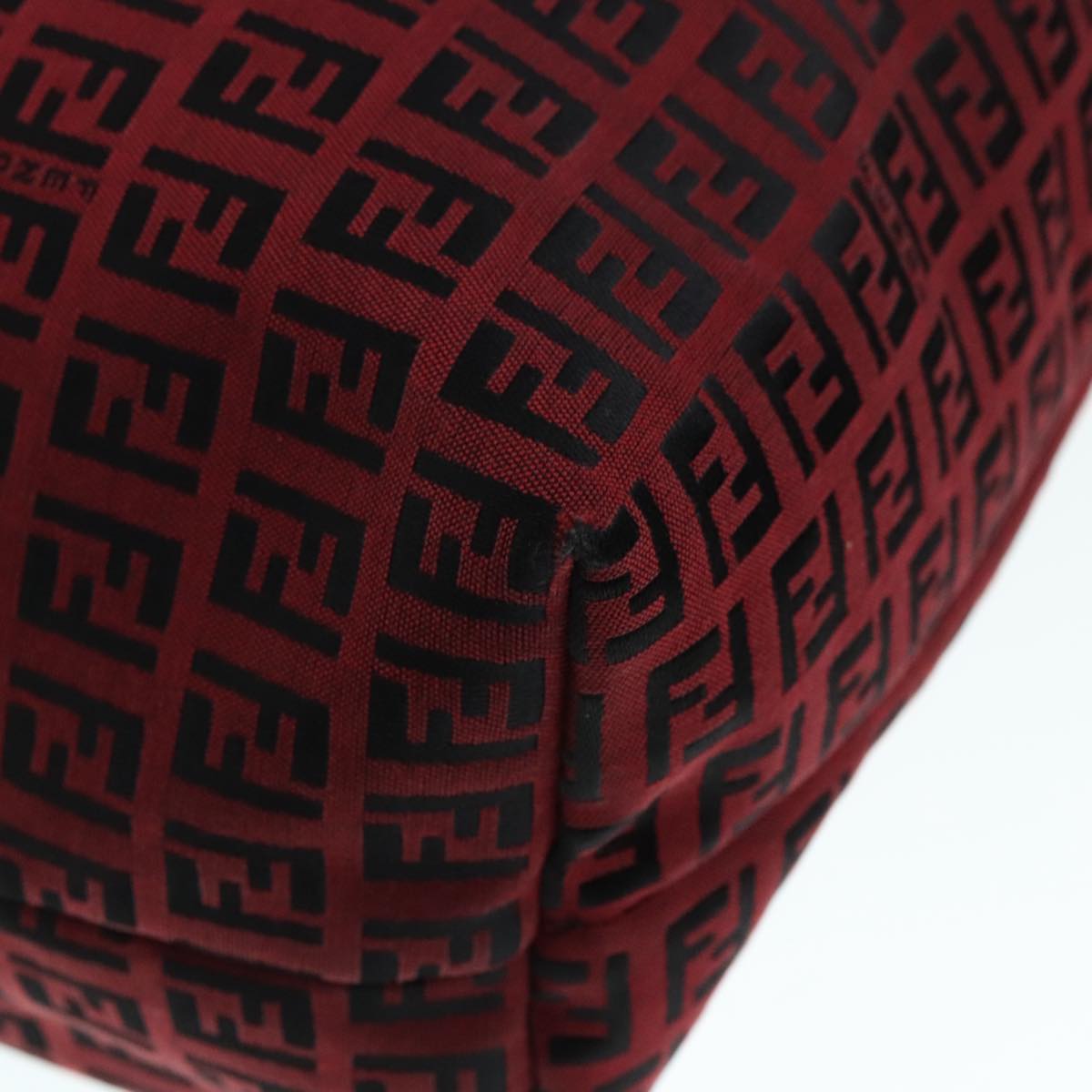 FENDI Zucchino Canvas Tote Bag Red Black Silver90199