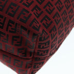 FENDI Zucchino Canvas Tote Bag Red Black Silver90199