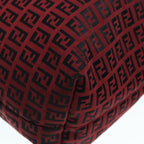 FENDI Zucchino Canvas Tote Bag Red Black Silver90199