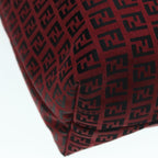 FENDI Zucchino Canvas Tote Bag Red Black Silver90199