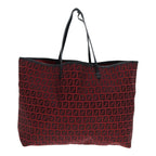 FENDI Zucchino Canvas Tote Bag Red Black Silver90199