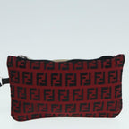 FENDI Zucchino Canvas Tote Bag Red Black Silver90199
