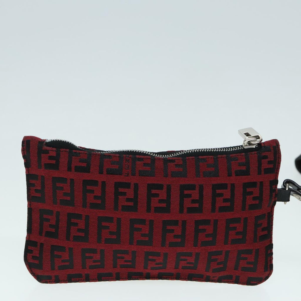 FENDI Zucchino Canvas Tote Bag Red Black Silver90199