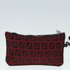 FENDI Zucchino Canvas Tote Bag Red Black Silver90199