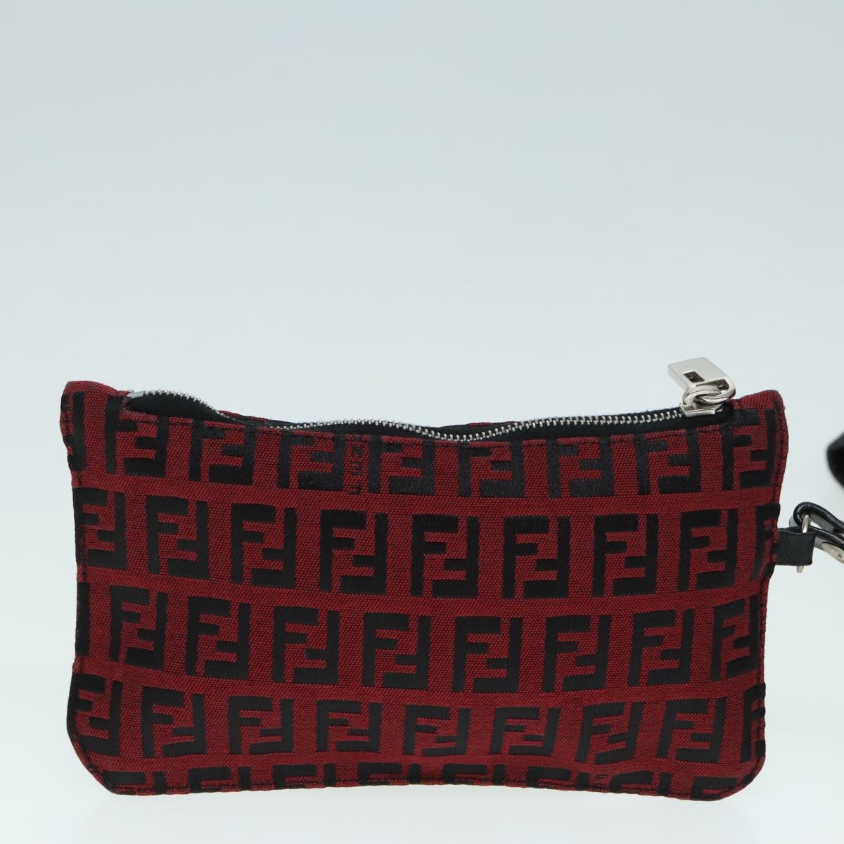 FENDI Zucchino Canvas Tote Bag Red Black Silver90199