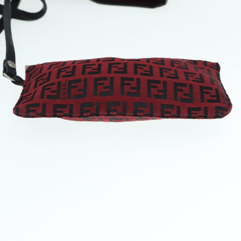 FENDI Zucchino Canvas Tote Bag Red Black Silver90199