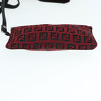 FENDI Zucchino Canvas Tote Bag Red Black Silver90199