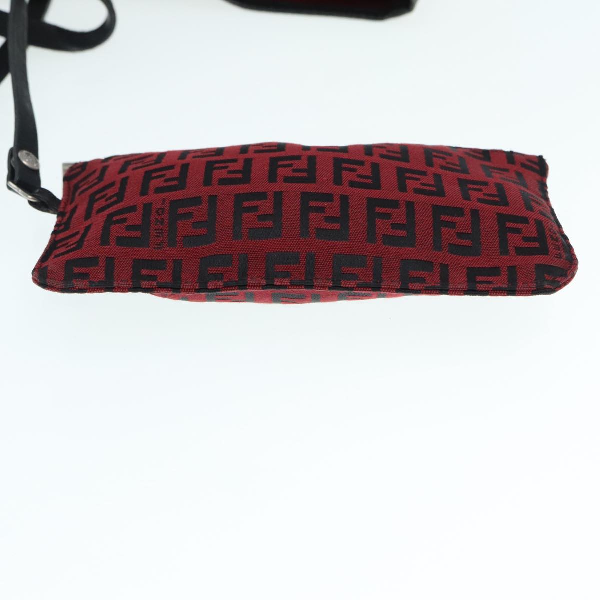 FENDI Zucchino Canvas Tote Bag Red Black Silver90199
