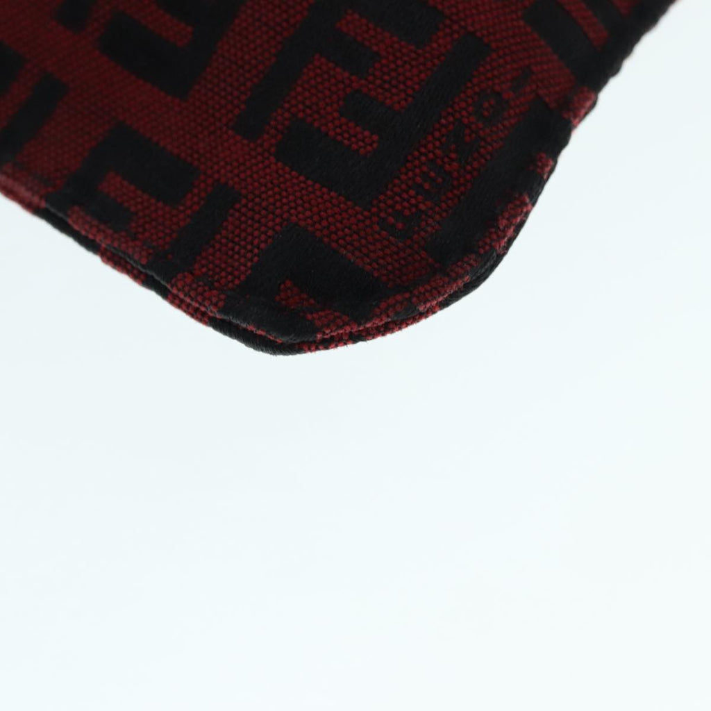 FENDI Zucchino Canvas Tote Bag Red Black Silver90199