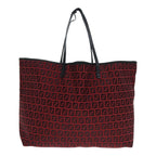 FENDI Zucchino Canvas Tote Bag Red Black Silver90199