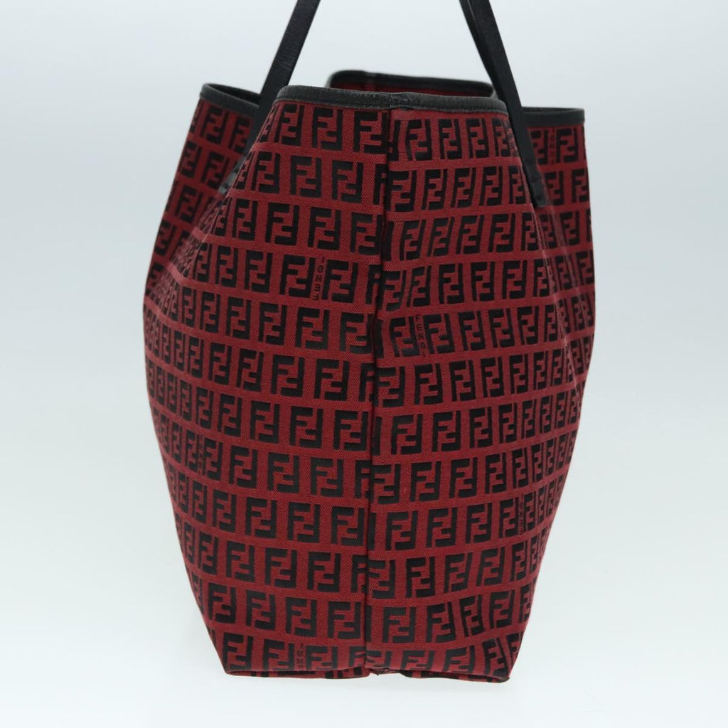 FENDI Zucchino Canvas Tote Bag Red Black Silver90199
