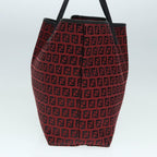 FENDI Zucchino Canvas Tote Bag Red Black Silver90199
