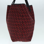 FENDI Zucchino Canvas Tote Bag Red Black Silver90199