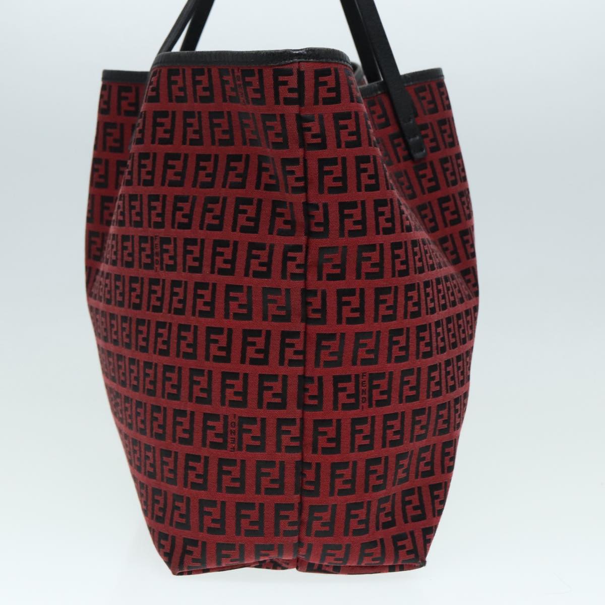 FENDI Zucchino Canvas Tote Bag Red Black Silver90199