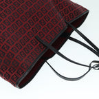 FENDI Zucchino Canvas Tote Bag Red Black Silver90199