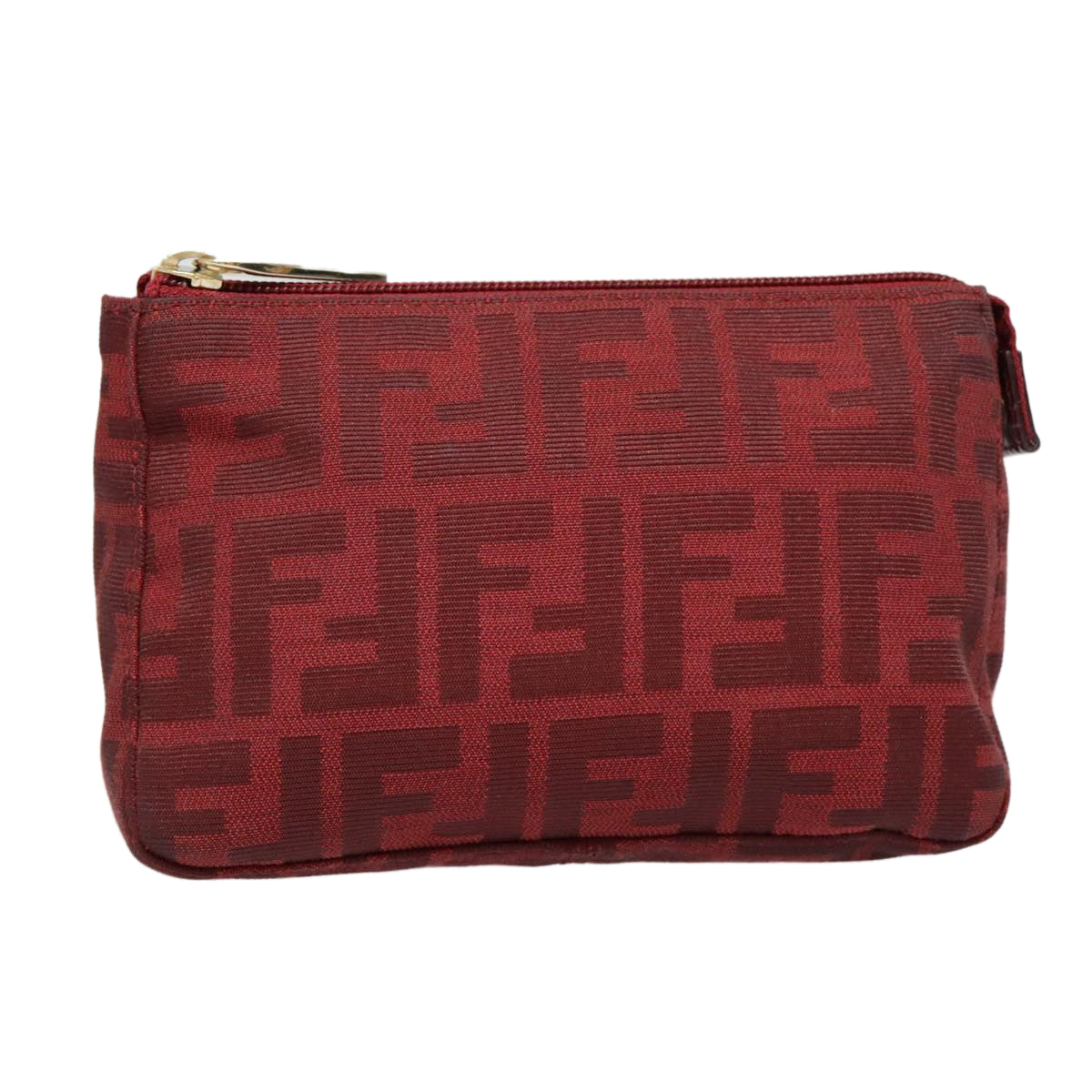 FENDI Zucca Canvas Pouch Red Gold90202