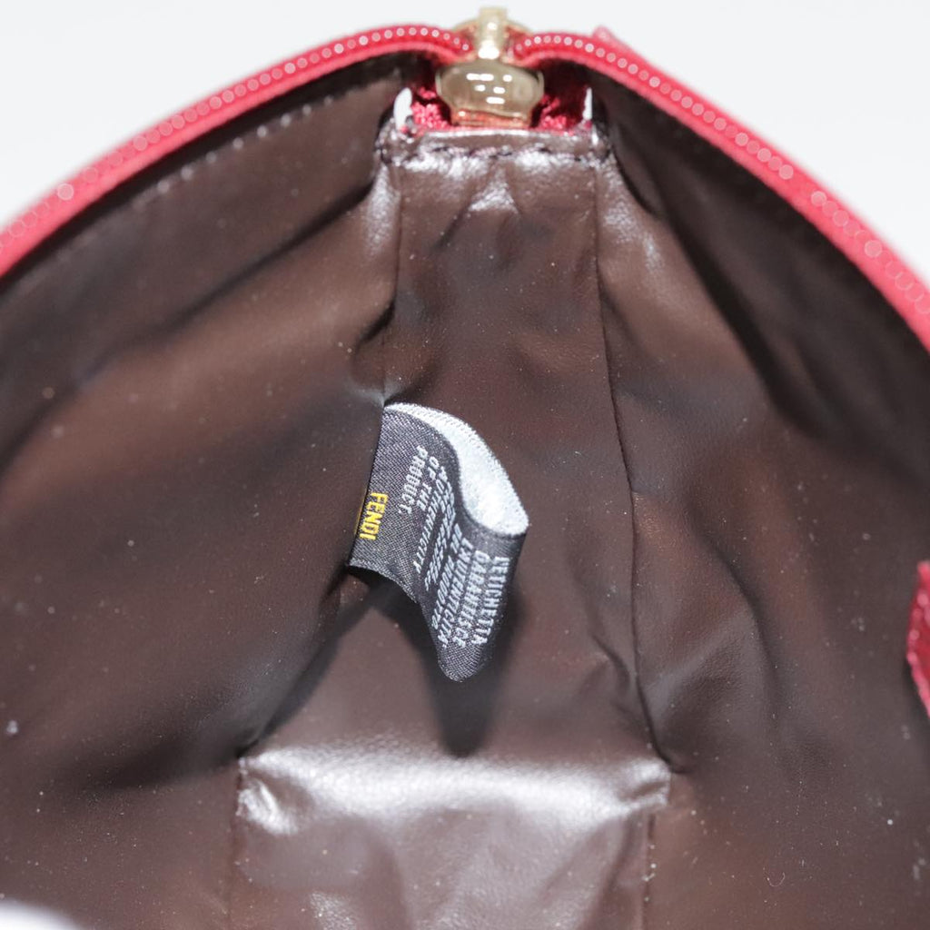 FENDI Zucca Canvas Pouch Red Gold90202