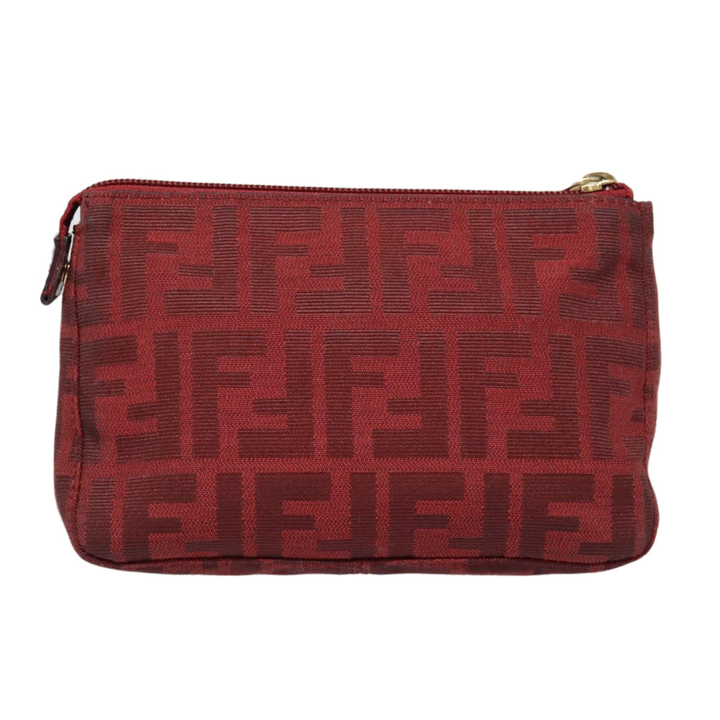 FENDI Zucca Canvas Pouch Red Gold90202