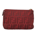FENDI Zucca Canvas Pouch Red Gold90202