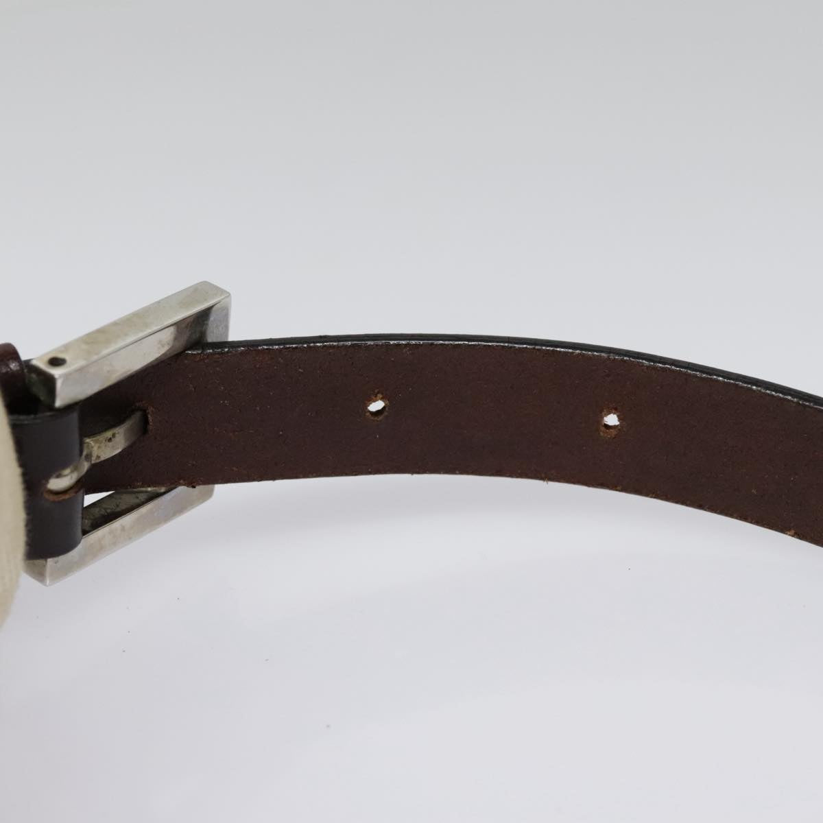 FENDI Zucca Canvas Mamma Baguette Shoulder Bag Beige Brown Silver90203