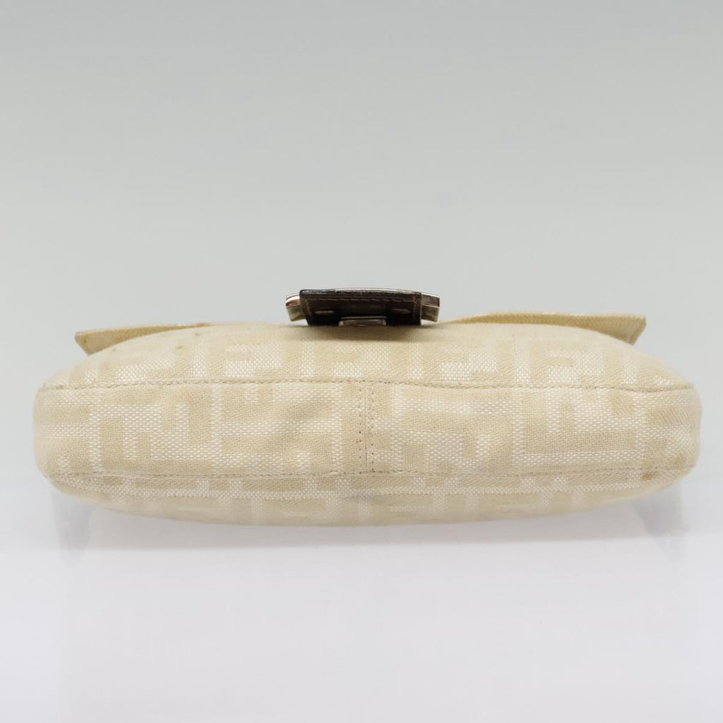 FENDI Zucca Canvas Mamma Baguette Shoulder Bag Beige Brown Silver90203