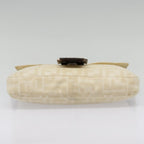 FENDI Zucca Canvas Mamma Baguette Shoulder Bag Beige Brown Silver90203