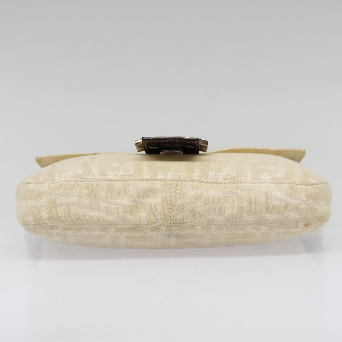 FENDI Zucca Canvas Mamma Baguette Shoulder Bag Beige Brown Silver90203