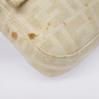FENDI Zucca Canvas Mamma Baguette Shoulder Bag Beige Brown Silver90203